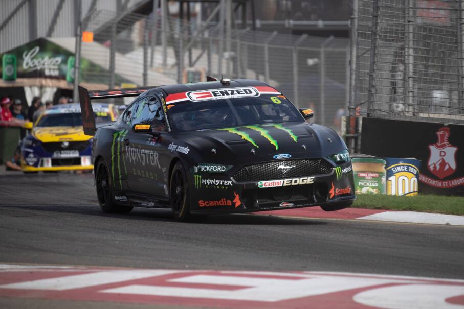 Sunday's race featured a 1-2 Mustang finish between McLaughlin and Tickford Racing's Cam Waters. Sunday's race featured a 1-2 Mustang finish between McLaughlin and Tickford Racing's Cam Waters.
